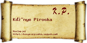 Könye Piroska névjegykártya
