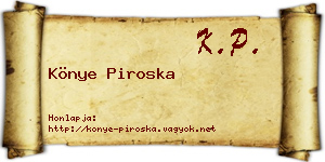 Könye Piroska névjegykártya